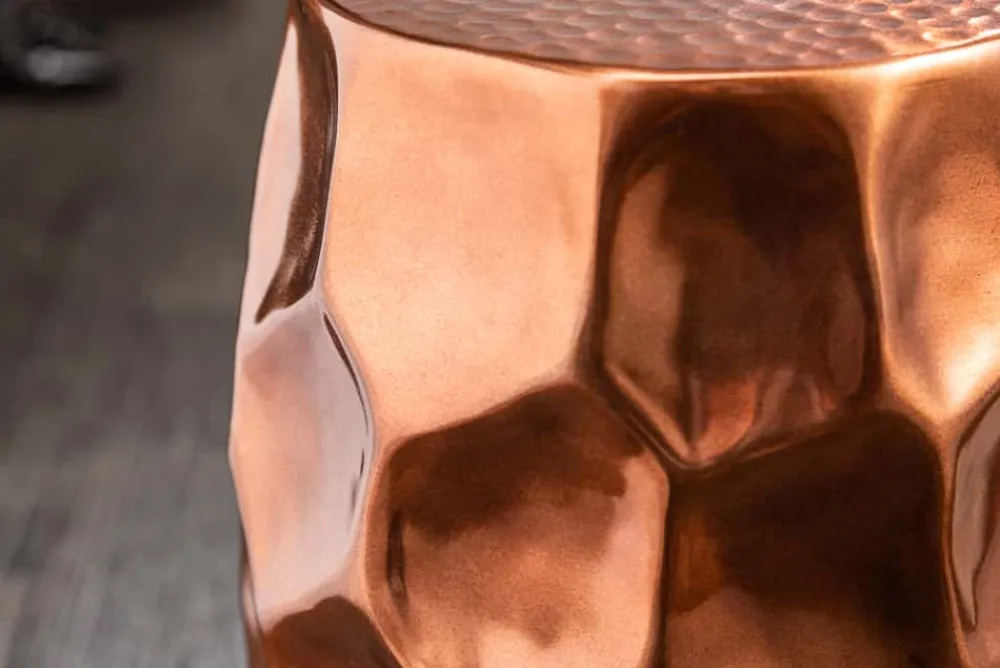 Riess-Ambiente Beistelltische > Handgefertigter Beistelltisch ORGANIC ORIENT 50cm kupfer Metall Hammerschlag Design Waben rund