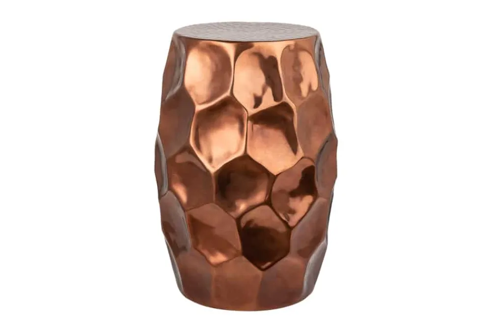 Riess-Ambiente Beistelltische > Handgefertigter Beistelltisch ORGANIC ORIENT 50cm kupfer Metall Hammerschlag Design Waben rund