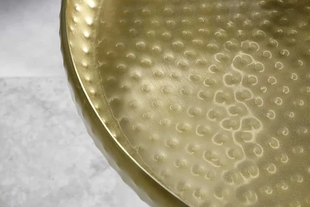 Riess-Ambiente Beistelltische|Goldene Möbel > Handgefertigter Beistelltisch ORIENT 55cm messing gold rund Metall Hammerschlag Design