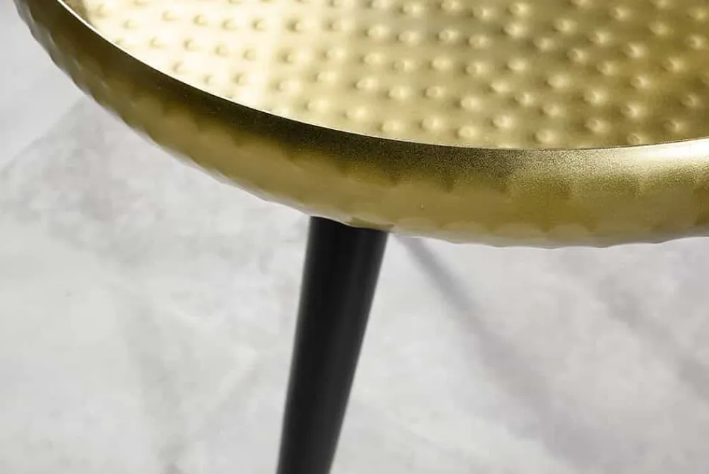 Riess-Ambiente Beistelltische|Goldene Möbel > Handgefertigter Beistelltisch ORIENT 55cm messing gold rund Metall Hammerschlag Design