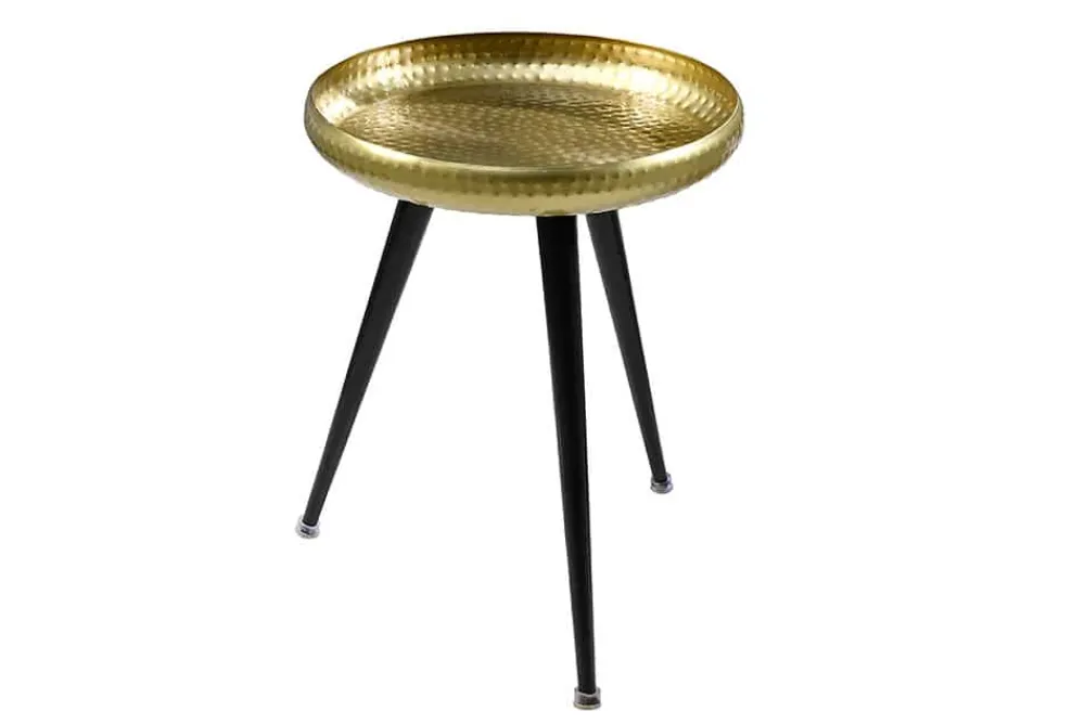 Riess-Ambiente Beistelltische|Goldene Möbel > Handgefertigter Beistelltisch ORIENT 55cm messing gold rund Metall Hammerschlag Design