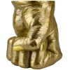 Riess-Ambiente Beistelltische|Goldene Möbel > Handgefertigter Beistelltisch FIST 50cm gold runde Tischplatte Faust-Skulptur
