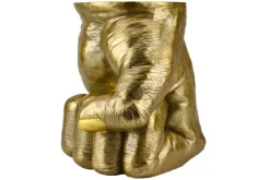 Riess-Ambiente Beistelltische|Goldene Möbel > Handgefertigter Beistelltisch FIST 50cm gold runde Tischplatte Faust-Skulptur