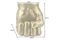 Riess-Ambiente Beistelltische|Goldene Möbel > Handgefertigter Beistelltisch FIST 50cm gold runde Tischplatte Faust-Skulptur