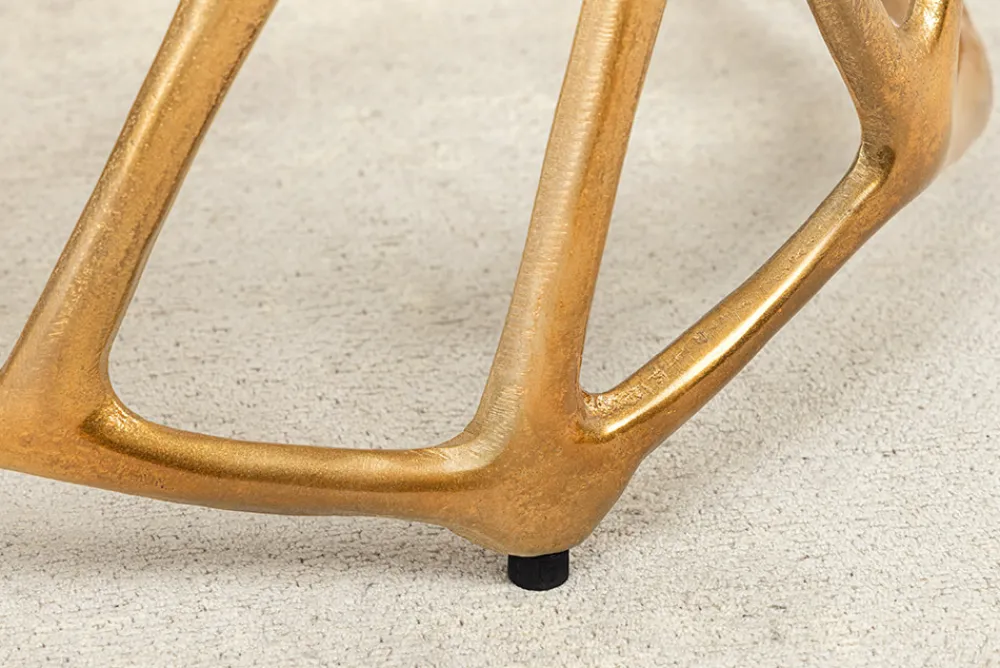 Riess-Ambiente Beistelltische|Goldene Möbel > Handgefertigter Beistelltisch LIQUID GEOMETRIE 50cm gold rund Metall Schwarzglas