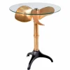 Riess-Ambiente Beistelltische|Goldene Möbel > Handgefertigter Beistelltisch OCEAN 75cm gold schwarz Glasplatte Metall maritim rund