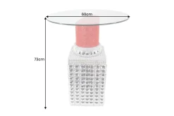 Riess-Ambiente Bartische > Handgefertigter Bistrotisch LIPSTICK 75cm rot silber runde Tischplatte Glas