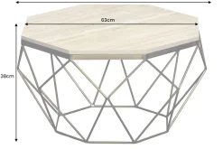 Riess-Ambiente Goldene Möbel|Couchtische & Truhen > Handgefertigter Couchtisch DIAMOND 70cm beige Travertin messing Eisen