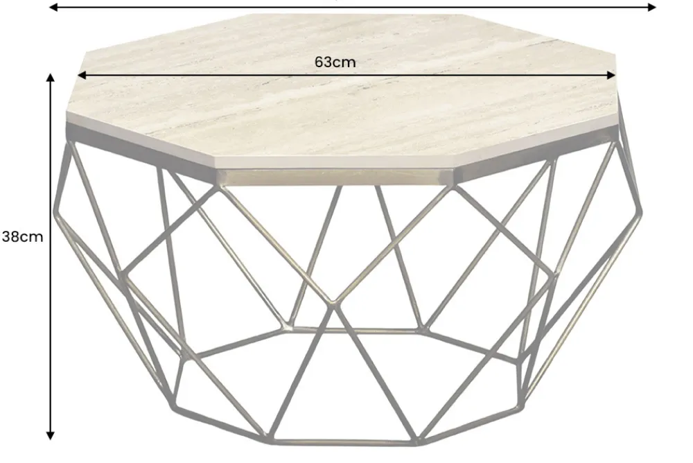 Riess-Ambiente Goldene Möbel|Couchtische & Truhen > Handgefertigter Couchtisch DIAMOND 70cm beige Travertin messing Eisen