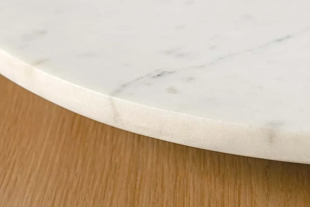 Riess-Ambiente Dekoration > Handgefertigter Drehteller SERVANT 50cm weiß Marmor runde Dekoplatte
