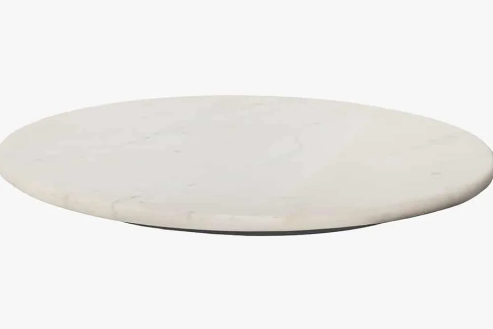 Riess-Ambiente Dekoration > Handgefertigter Drehteller SERVANT 50cm weiß Marmor runde Dekoplatte