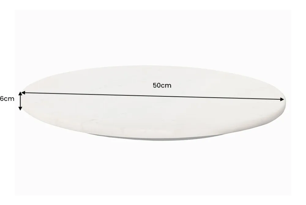 Riess-Ambiente Dekoration > Handgefertigter Drehteller SERVANT 50cm weiß Marmor runde Dekoplatte