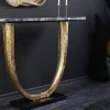 Riess-Ambiente Goldene Möbel|Konsolentische > Handgefertigter Konsolentisch OMEGA 80cm schwarz Marmor gold Metall