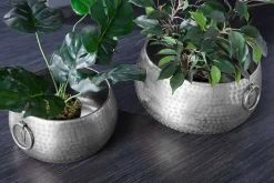 Riess-Ambiente Vasen|Schalen > Handgefertigte Schalen 2er Set ORIENT silber Blumentopf im Hammerschlagdesign