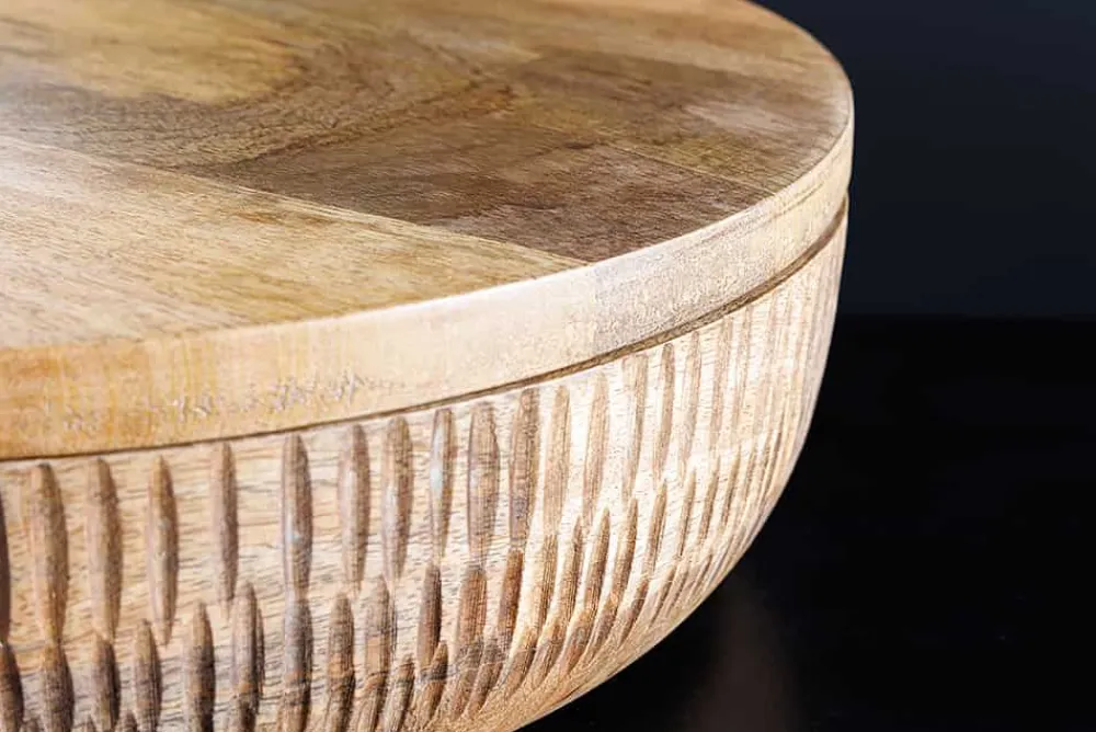 Riess-Ambiente Mehr...|Schalen > Handgefertigte Schale PURE NATURE 40cm natur Mangoholz rund mit Deckel Schmuck-Dose