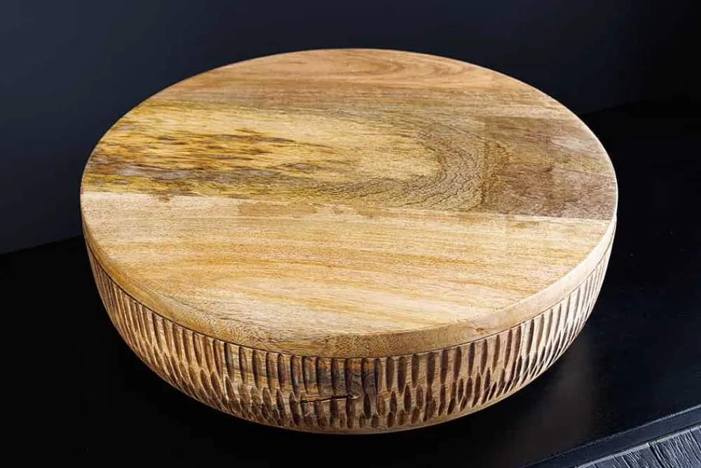 Riess-Ambiente Mehr...|Schalen > Handgefertigte Schale PURE NATURE 40cm natur Mangoholz rund mit Deckel Schmuck-Dose