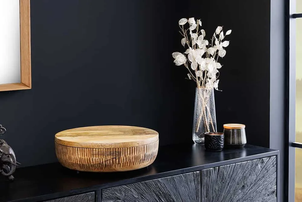 Riess-Ambiente Mehr...|Schalen > Handgefertigte Schale PURE NATURE 40cm natur Mangoholz rund mit Deckel Schmuck-Dose