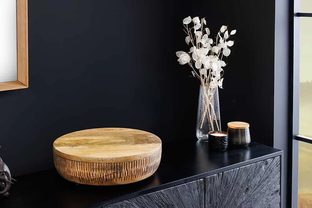 Riess-Ambiente Mehr...|Schalen > Handgefertigte Schale PURE NATURE 40cm natur Mangoholz rund mit Deckel Schmuck-Dose