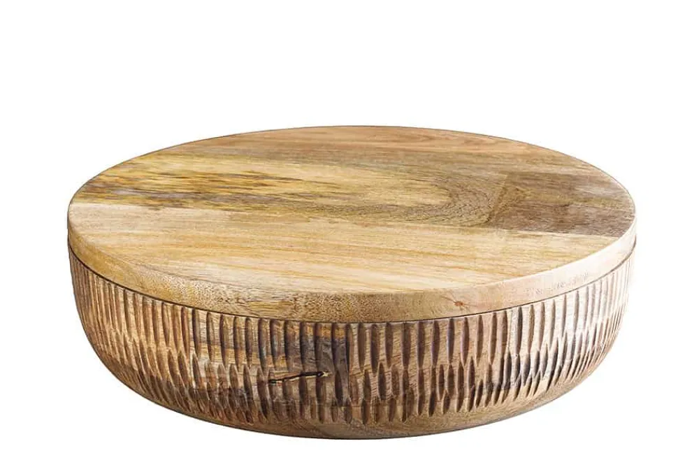 Riess-Ambiente Mehr...|Schalen > Handgefertigte Schale PURE NATURE 40cm natur Mangoholz rund mit Deckel Schmuck-Dose