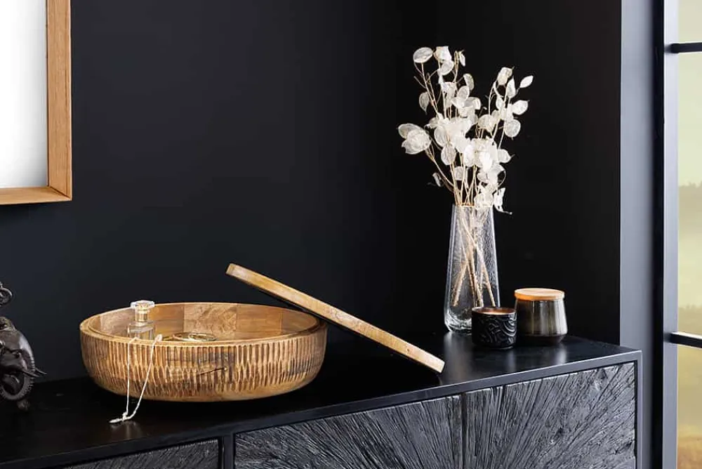Riess-Ambiente Mehr...|Schalen > Handgefertigte Schale PURE NATURE 40cm natur Mangoholz rund mit Deckel Schmuck-Dose