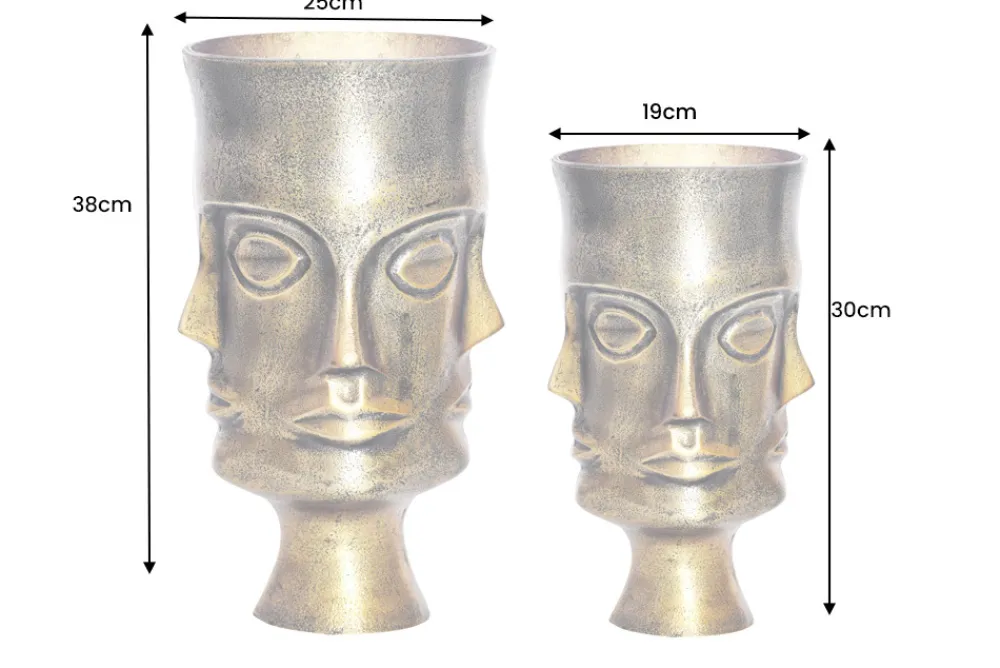 Riess-Ambiente Dekoration|Goldene Möbel > Handgefertigtes 2er Set Vasen FACE 40cm messing antik Metall Blumentöpfe
