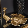 Riess-Ambiente Dekoration > Handgefertigte Servierplatte WILDLIFE PEACOCK 40cm gold Metall Pfauen-Skulptur