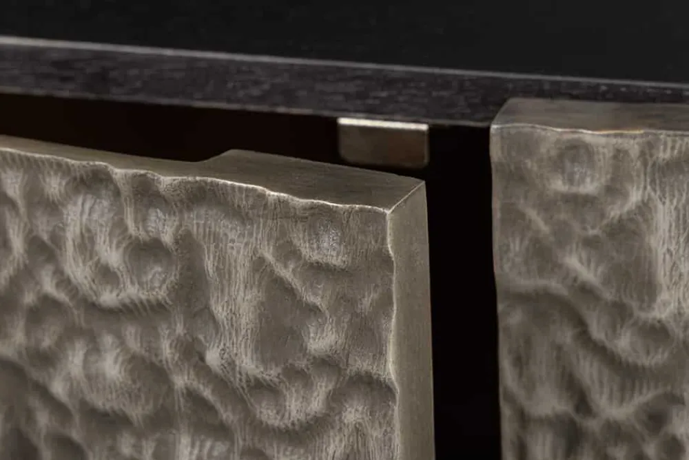 Riess-Ambiente Mehr...|Sideboards & Kommoden > Handgefertigtes Sideboard CROCO 180cm grau schwarz Mangoholz mit 3D Schnitzereien massiv Metall