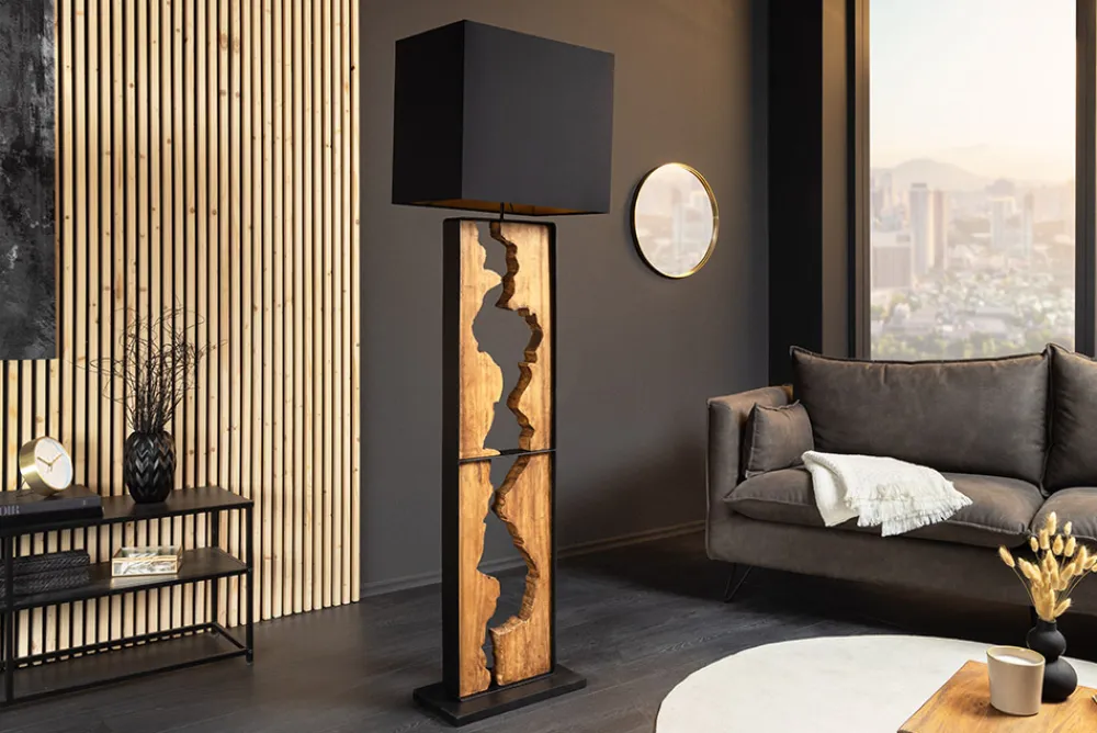 Riess-Ambiente Stehleuchten > Handgefertigte Stehlampe DESIGNED BY NATURE 165cm natur schwarz Regenbaumholz
