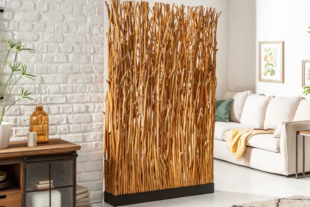 Riess-Ambiente Mehr...|Mehr... > Handgefertigte Stehlampe NATURAL PARAVENT 180cm Longan-Holz Raumtrenner