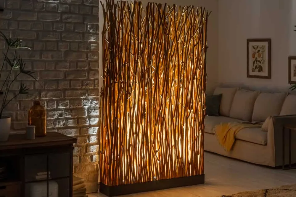 Riess-Ambiente Mehr...|Mehr... > Handgefertigte Stehlampe NATURAL PARAVENT 180cm Longan-Holz Raumtrenner
