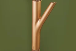 Riess-Ambiente Goldene Möbel|Stehleuchten > Handgefertigte Stehlampe WARDROBE 155cm schwarz gold natur Eisenholz Massivholz