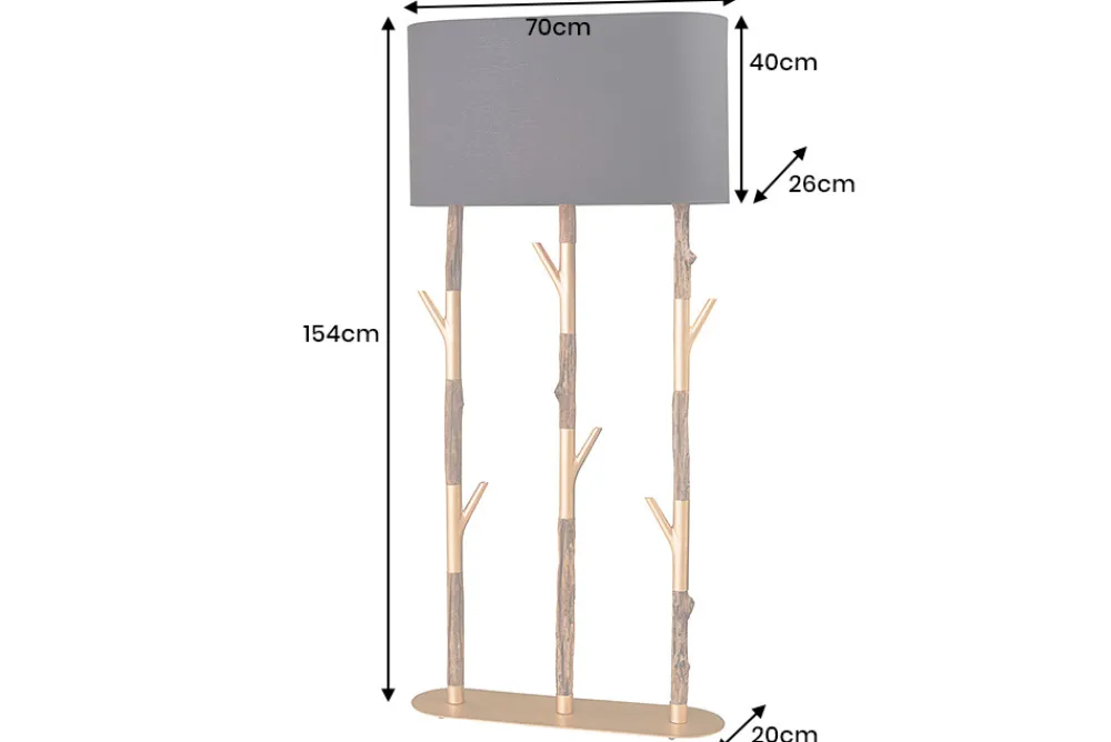 Riess-Ambiente Goldene Möbel|Stehleuchten > Handgefertigte Stehlampe WARDROBE 155cm schwarz gold natur Eisenholz Massivholz