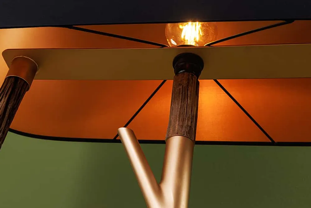 Riess-Ambiente Goldene Möbel|Stehleuchten > Handgefertigte Stehlampe WARDROBE 155cm schwarz gold natur Eisenholz Massivholz