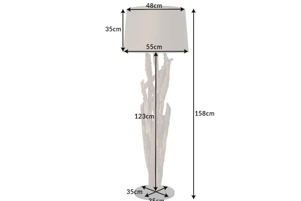 Riess-Ambiente Mehr...|Lampen > Handgefertigte Stehlampe WILD NATURE 158cm grau Treibholz Stehleuchte Leinenschirm