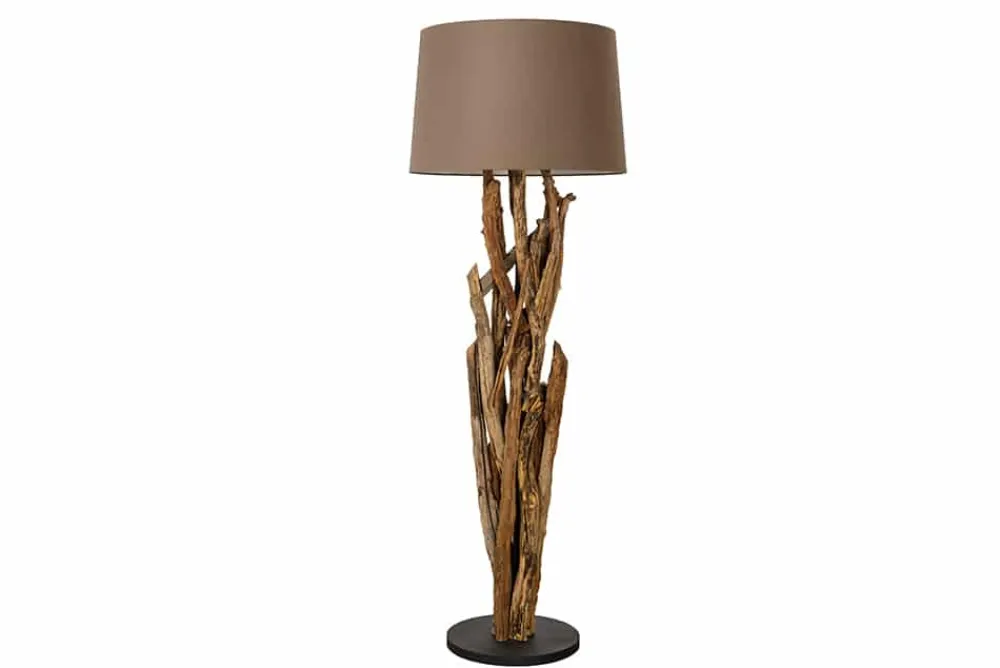 Riess-Ambiente Mehr...|Lampen > Handgefertigte Stehlampe WILD NATURE 158cm grau Treibholz Stehleuchte Leinenschirm