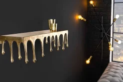 Riess-Ambiente Wandregale|Goldene Möbel > Handgefertigtes Wandregal LIQUID LINE 60cm gold antik Metall Tropfen-Design