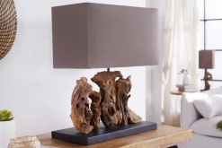 Riess-Ambiente Mehr...|Mehr... > Handgefertigte Tischlampe ARAGON 50cm braun Treibholz-Fuß mit Leinenschirm