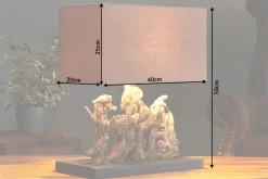 Riess-Ambiente Mehr...|Mehr... > Handgefertigte Tischlampe ARAGON 50cm braun Treibholz-Fuß mit Leinenschirm