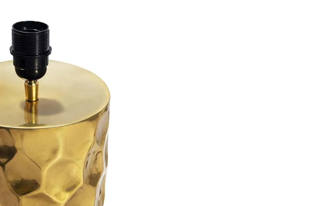 Riess-Ambiente Goldene Möbel|Tischlampen > Handgefertigte Tischlampe AURELIA 55cm gold schwarz Hammerschlag-Design mit Stoffschirm
