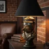 Riess-Ambiente Tischlampen > Handgefertigte Tischlampe BULLDOG 55cm bronze schwarz Stoffschirm Hunde-Skulptur