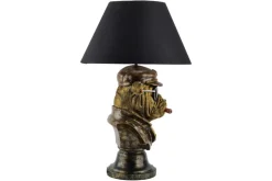 Riess-Ambiente Tischlampen > Handgefertigte Tischlampe BULLDOG 55cm bronze schwarz Stoffschirm Hunde-Skulptur