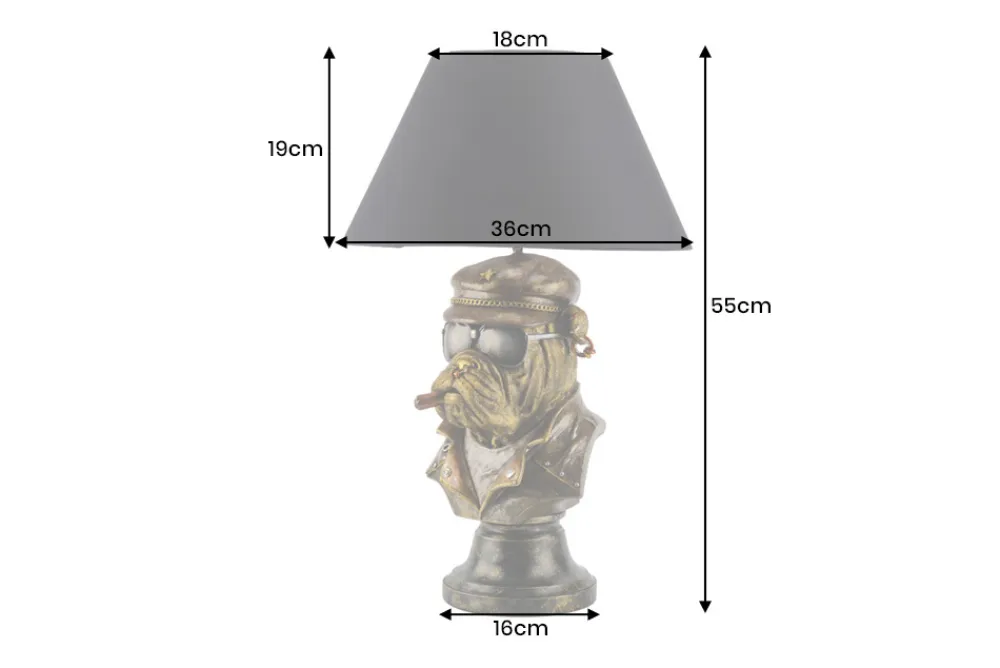 Riess-Ambiente Tischlampen > Handgefertigte Tischlampe BULLDOG 55cm bronze schwarz Stoffschirm Hunde-Skulptur