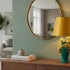 Riess-Ambiente Tischlampen > Handgefertigte Tischlampe CHAMELEON 55cm grün gold Skulptur gelber Stoffschirm