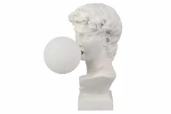 Riess-Ambiente Tischlampen > Handgefertigte Tischlampe DAVID 30cm weiß Büste mit Lampenkugel
