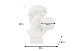 Riess-Ambiente Tischlampen > Handgefertigte Tischlampe DAVID 30cm weiß Büste mit Lampenkugel