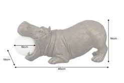 Riess-Ambiente Tischlampen > Handgefertigte Tischlampe HIPPO 45cm schwarz Nilpferd-Skulptur mit Lampenkugel