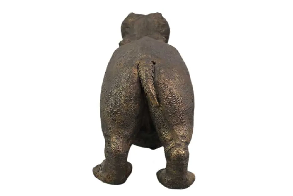 Riess-Ambiente Tischlampen > Handgefertigte Tischlampe HIPPO 45cm schwarz Nilpferd-Skulptur mit Lampenkugel