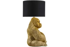 Riess-Ambiente Tischlampen > Handgefertigte Tischlampe KING APE 55cm gold schwarzer Stoffschirm Gorilla-Skulptur