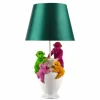 Riess-Ambiente Tischlampen > Handgefertigte Tischlampe MONKEY 60cm weiß bunt grüner Stoffschirm Affen-Skulpturen