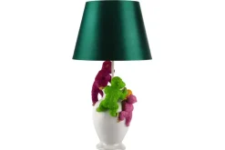 Riess-Ambiente Tischlampen > Handgefertigte Tischlampe MONKEY 60cm weiß bunt grüner Stoffschirm Affen-Skulpturen